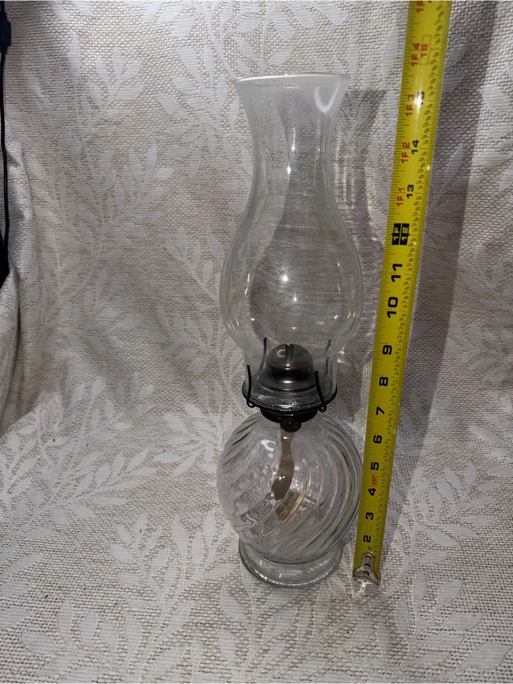Clear Glass Hurricane Oil Lamp -vintage